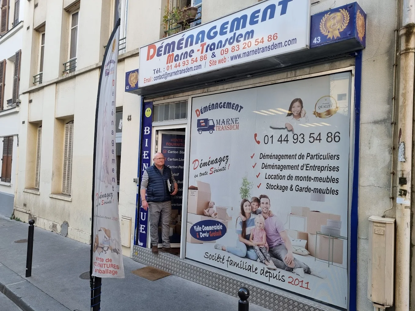 La façade de l’agence Marne Transdem, rue des Maraîchers à Paris